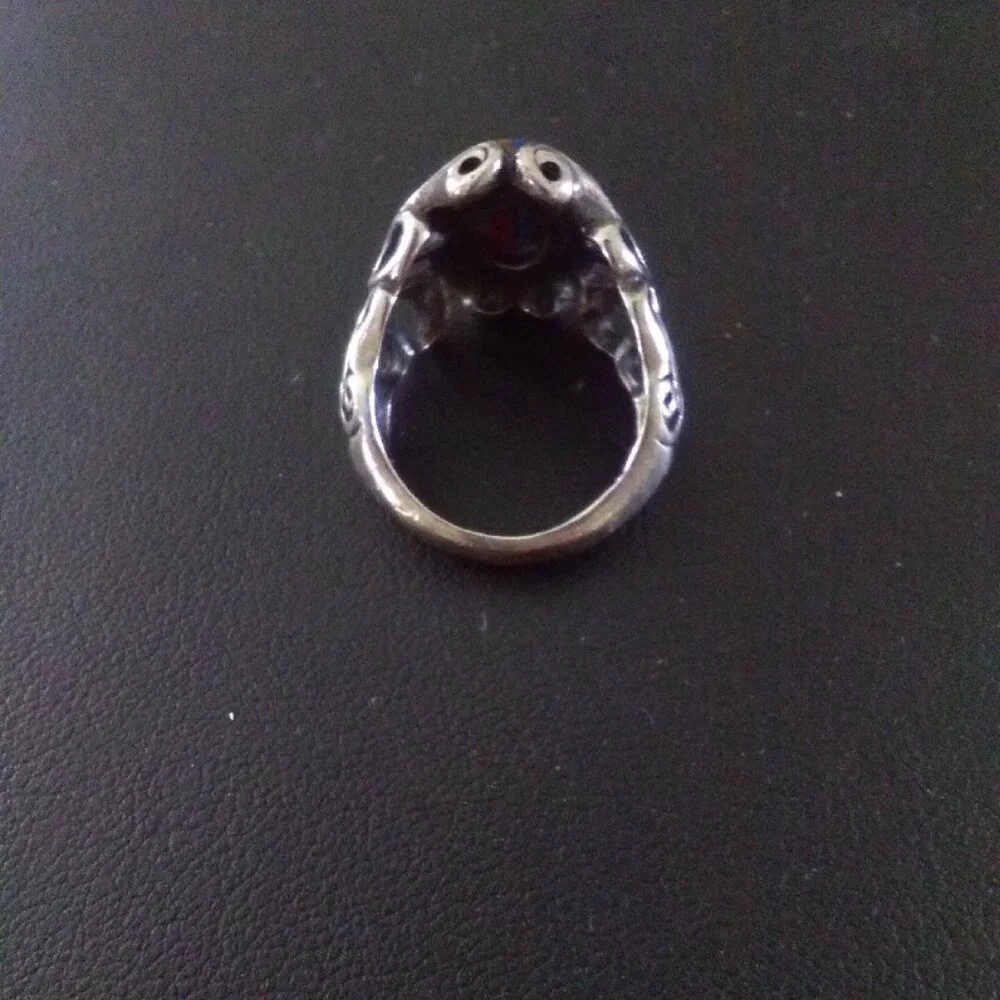 Sterling Ring Sz 8 Rainbow Calsilica Cabochon 925 Vintage - Picture 6 of 8